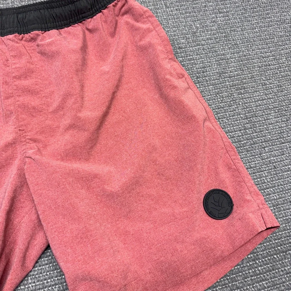 Chubbies Mens 7 Inch Inseam Swim Trunks Red Heathered Elastic Waist Small